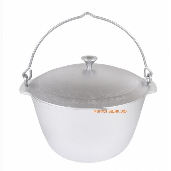 Ал-0805 Казан (котел) 8л. высокий походный с ручкой, Алюминий с крышкой, Kukmara